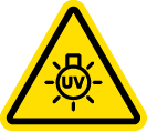 Caution: Ultraviolet radiation (UV-C) Ultraviolet warning symbol