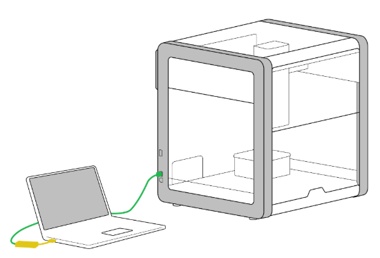 Robot and computer connected via Ethernet cable
