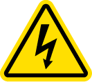 Yellow electrical warning triangle